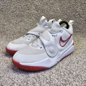 Nike Team Hustle D11 Mid Summit White Track Red Size 5.5 YOUTH